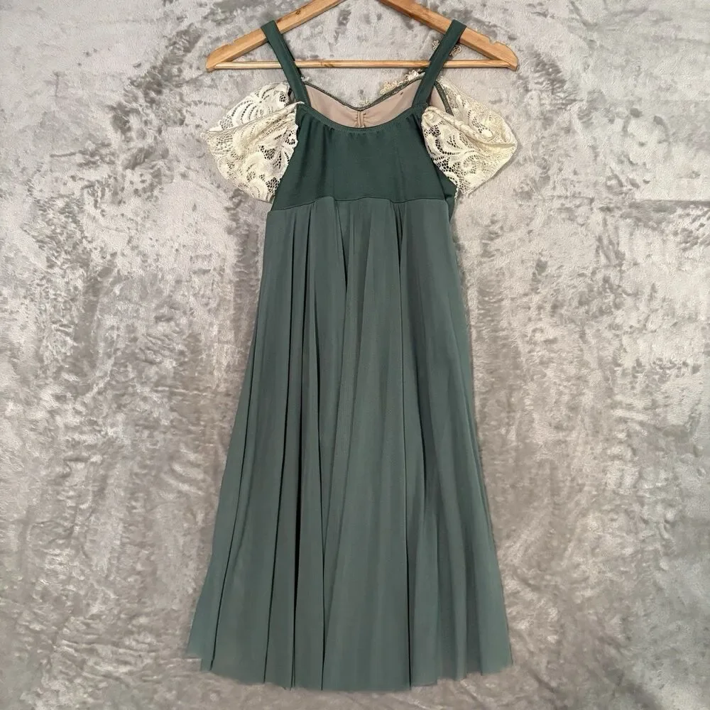 Weissman Sage Green Lyrical Dance Costume Dress (Size SA) Holiday Lace Ballet